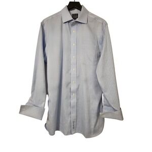 Jos A Bank Signature Collection Tailored Fit Dress‎ Shirt 16-33 Blue Check